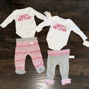 NWT Harry & Violet Fair Isle Long Sleeve Onesie and Reversible Sweats